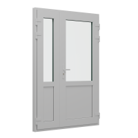 Входная дверь ПВХ BRUSBOX двухстворчатая несимметричная внизу сэндвич-панель 3 стекла (1300*2000)