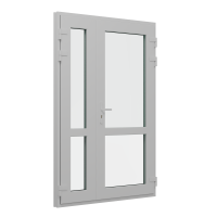 Входная дверь ПВХ BRUSBOX двухстворчатая несимметричная внизу стеклопакет 3 стекла (1300*2000)