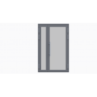 Входная дверь теплая алюминиевая двухстворчатая несимметричная RAL7024 серый антрацит замок однозапорный (1400*2100)