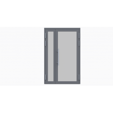 Входная дверь теплая алюминиевая двухстворчатая несимметричная RAL7024 серый антрацит замок многозапорный (1400*2100)