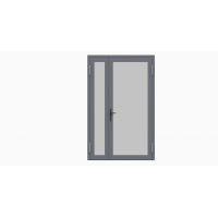 Входная дверь теплая алюминиевая двухстворчатая несимметричная RAL7024 серый антрацит замок однозапорный (1400*2100)
