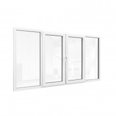 Окно ПВХ BRUSBOX четырехстворчатое  две Поворотно-откидных створки  KALE 3 стекла (3200*1400*70)